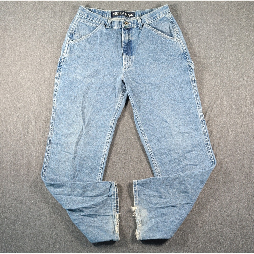 Vtg Y2K NAUTICA Jeans Mens 33x34 Denim Carpenter Baggy Loose Skater Utility USA